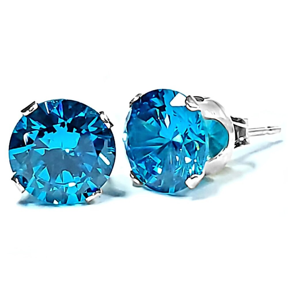 Sterling Silver Blue Cubic Zirconia earrings